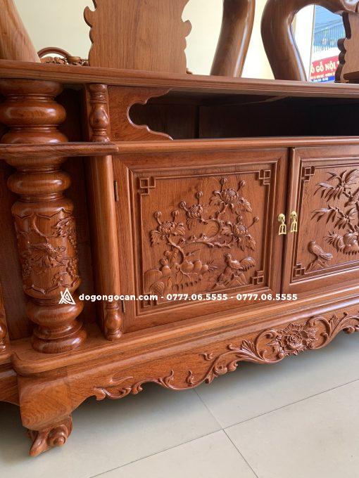 Kệ tivi phòng khách cột nho 2m4 gỗ hương đá nam phi