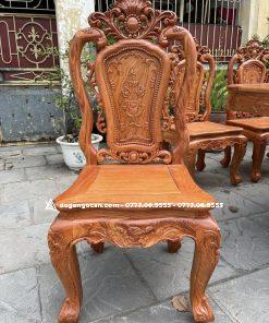 Bàn Ăn Louis 8 Ghế Hồng Hạc Gỗ Hương Đá Nam phi