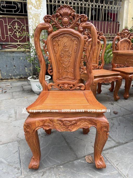 Bàn Ăn Louis 8 Ghế Hồng Hạc Gỗ Hương Đá Nam phi