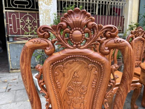 Bàn Ăn Louis 8 Ghế Hồng Hạc Gỗ Hương Đá Nam phi