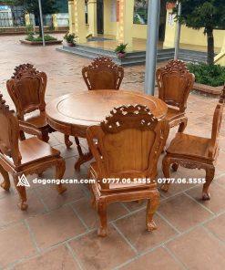 Bàn ăn tròn 1m17 vs 6 ghế louis có tay gỗ hương đá nam phi 7 21 2