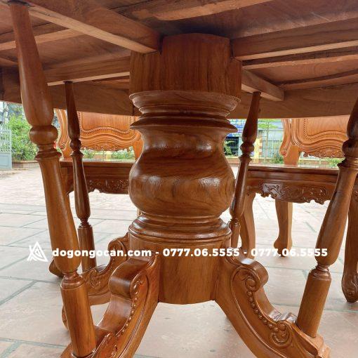 Bàn ăn tròn 1m17 vs 6 ghế louis có tay gỗ hương đá nam phi - Hình ảnh 4