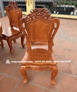 Bàn ăn tròn 1m17 vs 6 ghế louis có tay gỗ hương đá nam phi 10 21 6