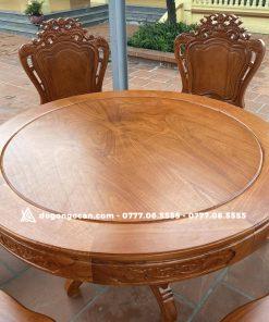 Bàn ăn tròn 1m17 vs 6 ghế louis có tay gỗ hương đá nam phi 11 214