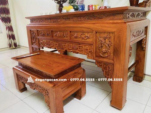 Bộ Án Gian Thờ Gia Tiên Mẫu Ô Xa 5 ô chân 14 và bàn cơm - Hình ảnh 2